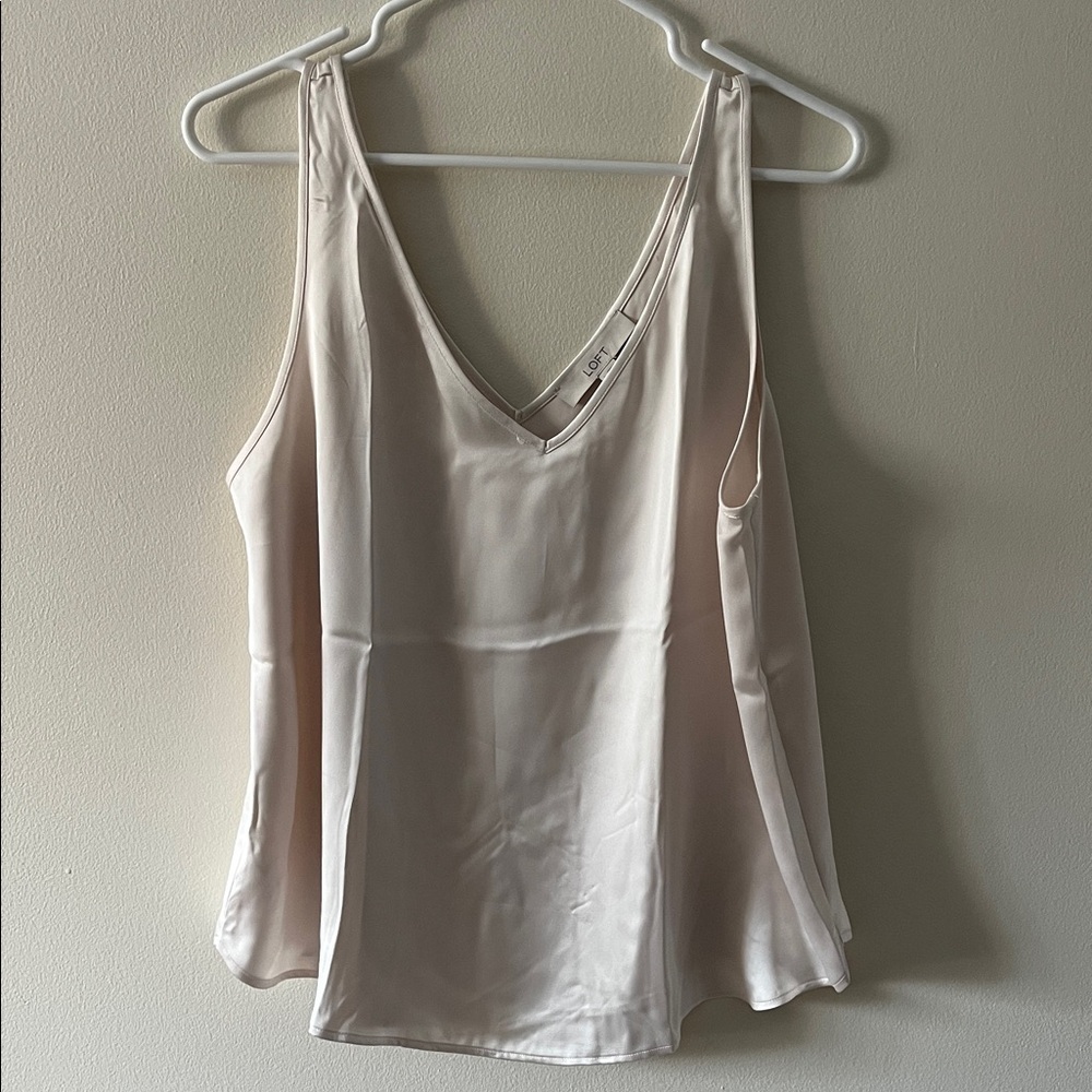 LOFT Cream Satin Tank Top